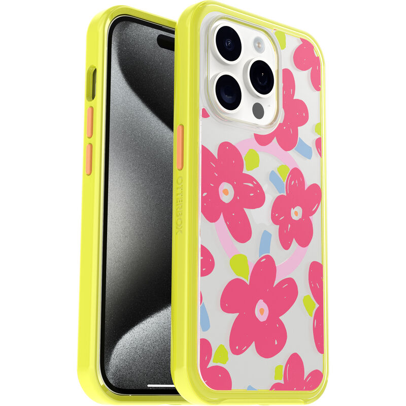 product image 1 - iPhone 15 Pro Hoesje Symmetry Series Clear voor MagSafe Fluttering Flora