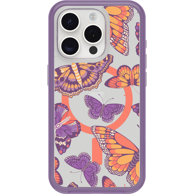 product image 2 - iPhone 15 Pro Hoesje Symmetry Series Clear voor MagSafe Fluttering Flora