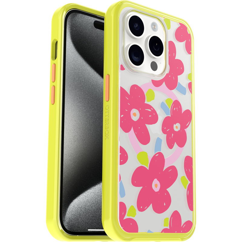 product image 1 - iPhone 15 Pro Hoesje Symmetry Series Clear voor MagSafe Fluttering Flora