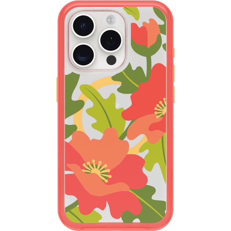 product image 2 - iPhone 15 Pro Hoesje Symmetry Series Clear voor MagSafe Fluttering Flora