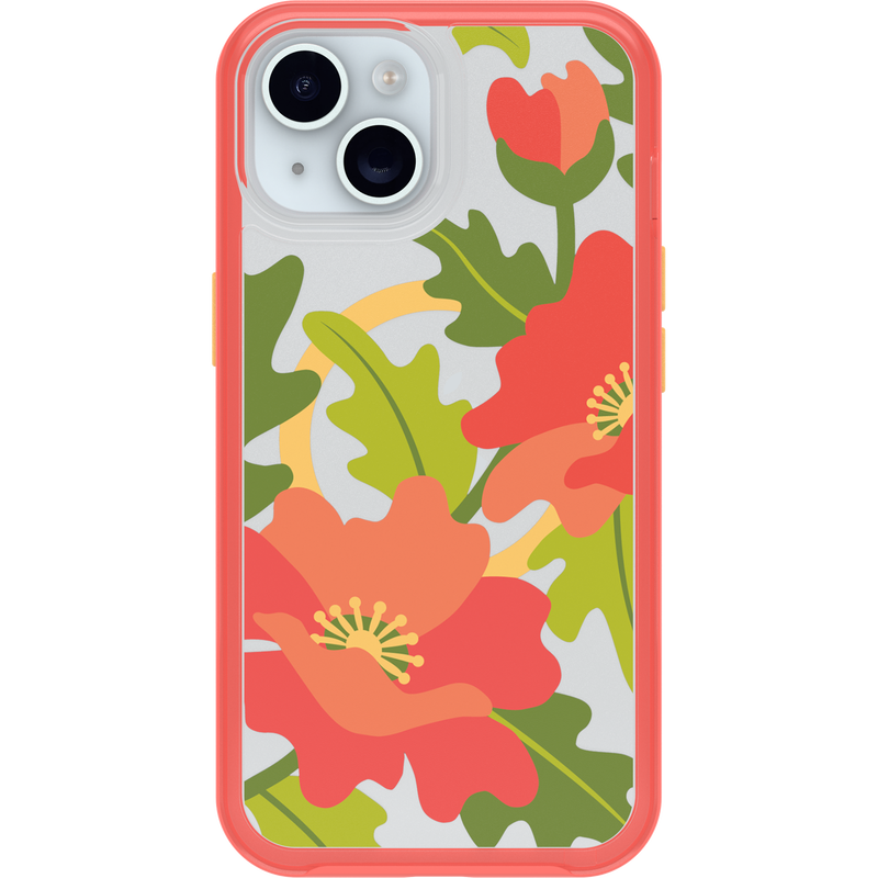 product image 2 - iPhone 16e en iPhone 15/14/13 Hoesje Symmetry Series Clear voor MagSafe Fluttering Flora