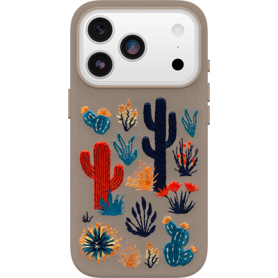 iPhone 17 Pro Hoesje | Symmetry Series Cactus Leather Embroidery