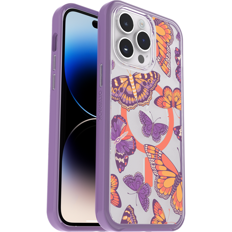 product image 1 - iPhone 14 Pro Max Hoesje Symmetry Series Clear voor MagSafe Fluttering Flora