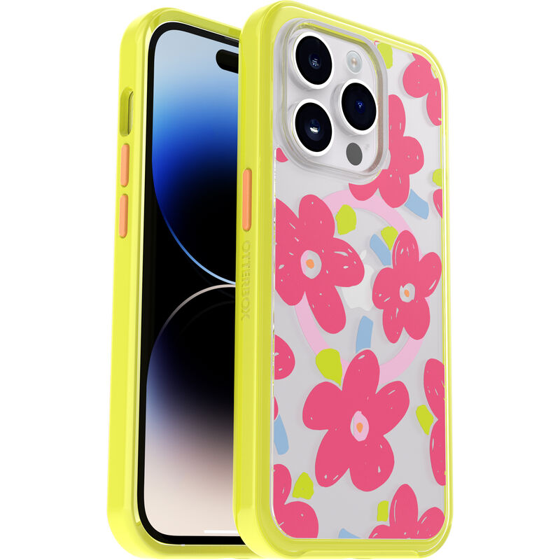 product image 1 - iPhone 14 Pro Hoesje Symmetry Series Clear voor MagSafe Fluttering Flora
