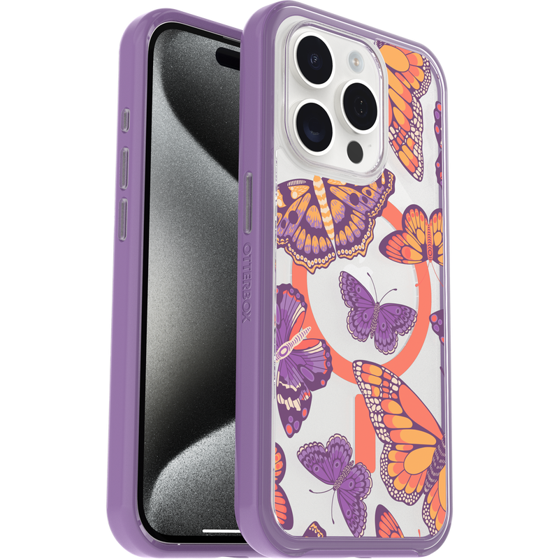 product image 1 - iPhone 15 Pro Hoesje Symmetry Series Clear voor MagSafe Fluttering Flora