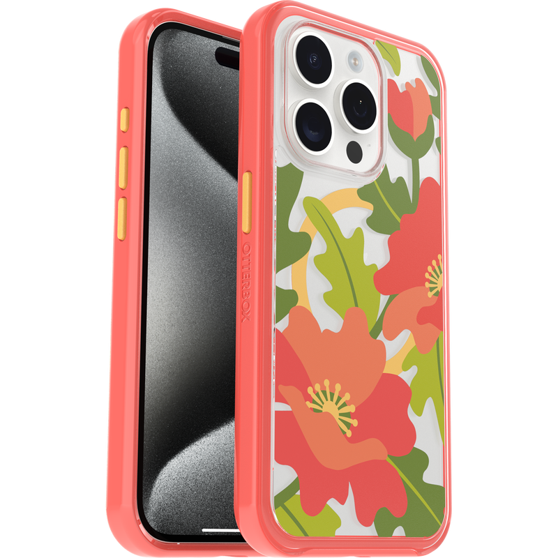 product image 1 - iPhone 15 Pro Hoesje Symmetry Series Clear voor MagSafe Fluttering Flora