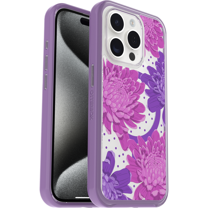 product image 1 - iPhone 15 Pro Hoesje Symmetry Series Clear voor MagSafe Fluttering Flora